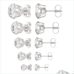 Stud M-8Mm Kristall Hochzeit Ohrstecker Für Frauen Böhmische Runde Krone Cz Zirkon Damen Mädchen Simated Diamant Schmuck G Dhseller2010 Dhhmo