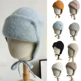 Boinas femininas chapéu de inverno malha touca de meia -ouvido com gorro grosso laminador quente ladece diariamente as orelhas de orelhas c3s8