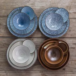 Dinnerware Defina o conjunto de tabela de mesa de cerâmica de estilo japonês, pratos criativos de pratos caseiros setdinnerware