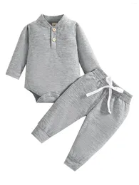 Наборы для одежды рожденные маленькие девочка одежда с твердым цветом брюки с длинным рукавом набор 2 куска осень зима Основные повседневные наряды