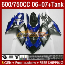 OEM Fairings & Tank For SUZUKI GSXR 600 750 CC GSX-R600 GSXR750 2006-2007 154No.129 GSXR-600 GSXR600 K6 600CC 750CC 2006 2007 GSXR-750 06 07 Injection Fairing blue grey