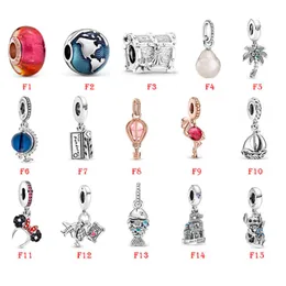 جديد 925 Sterling Silver Fit Pandora Charms Bracelets Bird Air Balloon Ship Mouse Airplane Fish Charm for European Women Wedder O277U