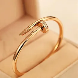 Juste A Clou Nail Bracelet Jóias de luxo Conjunto de Auger Lovers Homens e Mulheres 16 19 cm Gold Rose Sier236W