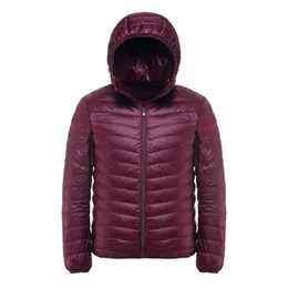 Winter Herrenmode Daunenjacke mit Kapuze, kurz, lässig, leicht, weiße Ente, große Größe, einfarbige Jacke, Trend