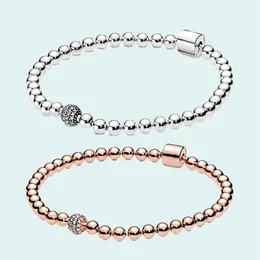 Ny 925 sterling silver p￤rlstav armband f￶r kvinnor str￤ngar joyeria fina para mujer armband passar original pandora diy charms bransoletki da255s