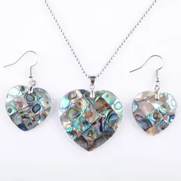 Natural Paua Abalone Shell Fashion Jewelry Set for Women Party Gift Beads Dingle Pendant Dingle Hook Earring BQ300