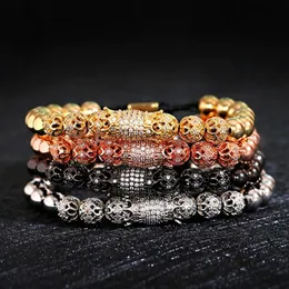 Classic Men Bracelet Homme Jewelry Crown Charms Luxury Macrame Beads Bracelets for Women Pulseira Masculina Feminina Gifts313b