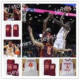 Kolej Basketbol Kolej Erkekleri Giyiyor Özel Virginia Tech Hokies Basketbol Forması 4 Nickeil Alexander-Walker 5 Justin Robinson 10 Jonathan Kabongo 13 Ahmed Hill 1