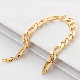 Enorme largura Figaro Gold Bracelet Men 12mm 21cm 18k Real Bated Big Chain Bracelet Men Jewelry186t