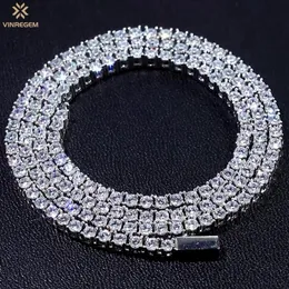 Kedjor Vinregem Hip Hop Rock 925 Sterling Silver Created Moissanite Gemstone Unisex Tennis Chain Necklace Fine Jewelry Birthday Gift2992
