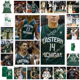 College Basketball Wears College NCAA Custom Eastern Michigan EMU Stitched Basketball Jersey 21 Emoni Bates 5 Noah Farrakhan 13 Mo Njie 33 Derek Ballard Jr. 23 Thoma