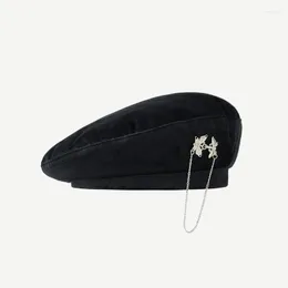 Berets Fashion for Women Butterfly Женская весенняя лето девочки милые черные оптовые капли