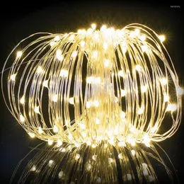 Strängar 20 m 200Led Copper Wire Solar Light String Waterproof Christmas Day Color Decorative