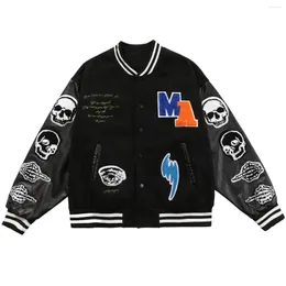 Men's Jackets LACIBLE Hip Hop Loose Baseball Jacket Coat Men Women Streetwear Bomber Skull Patches Harajuku Embroidery Varsity