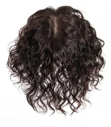 Brezilyalı insan saçı klipli saç uzatma 8 inç doğal topper yedek saç parçası dalgalı kıvırcık toupe kadınlar için 5x5inch