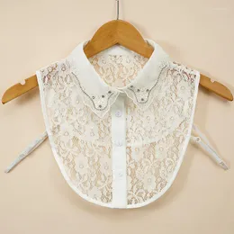 Бабочка женские хлопковые шифоновые блузки шикарные съемные половина рубашки поддельные воротнички Леди вышивая пустое кружевное кардиган