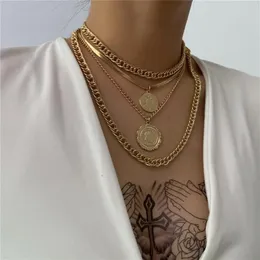 Chains Boho Coin Necklaces For Women Fashion Portrait Multi Layer Chain Choker Gold Silver Color Vintage Jewelry Bohemain Collar 2022Ch242q