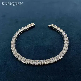 Klasyczne 925 Srebro 4 4 mm Symulować Diamond Bransoletka ślubna Morsanite Strand dla kobiet Prezent biżuterii 16cm273k