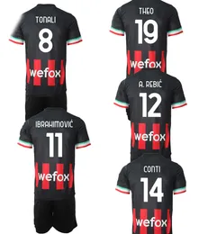 22-23 11 Ibrahimovic Soccer Jerseys com shorts personalizados 10 Calhanoglu 56 Saelemaekers 79 Kessie 3 Maldini 4 Bennacer Custom Legeys 2021