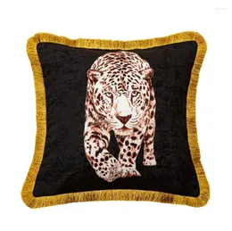 Pillow Luxury American Velvet Tiger Leopard Throw Covers Wild Animal Printed Vintage Decorative Case For Home Sofa