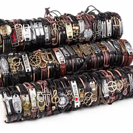 Hela bulkpartier Mix Styles Metal Leather Cuff Armets Herrmyckel Party Gifts Color Multicolor30C
