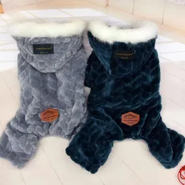 Abbigliamento per cani Pet Inverno Autunno Vestiti caldi Collo di pelliccia grande Tuta addensata a quattro zampe per cucciolo di costume di Yorkshire Teddy Dogs