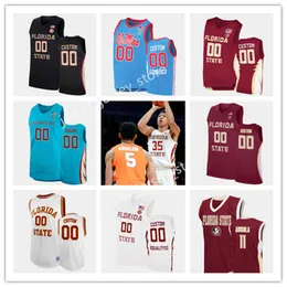 Kolej Basketbol Koleji Giyiyor 2022 NCAA Özel Basketbol Dikiş Jersey 34 Barrett Waldrop 42 Cleveland Yates 1 Jonathan Isaac 1 Raiquan Gray 14 Terance Mann 10 S