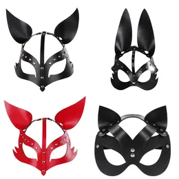 PU Katze Fuchs Kaninchen Maske Cosplay Thema Kostüm halbes Gesicht Frauen Mädchen Halloween Party Requisiten