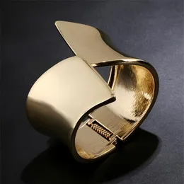 Cała moda gładka metalowa bransoletki proste mankietowe bransoletki dla kobiet duże szeroko otwarte bransoletki Indie biżuteria pulseira feminina kx019258w