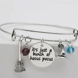 10pcs lot It's Just A Bunch of Hocus Pocus Charm pendant Bangle Hocus Pocus Inspired Halloween bracelet229P240P