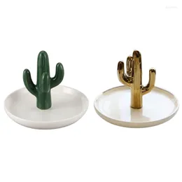 Schmuckbeutel, 2 Stück, nordische Kaktus-förmige Display-Aufbewahrungstabletts, Ständer, Geschirrhalter – Weiß, Grün, Gold, Weiß