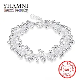 YHAMNI Luxury Real 925 Sterling Silver Jewelry Fashion Bracelets for Women Classic Charm Bracelet S925 Stamped H017337E