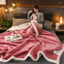Coperte Morbida coperta per dormire in piumino d'agnello Copriletto per la casa multicolore Addensare in pile di latte a doppio strato