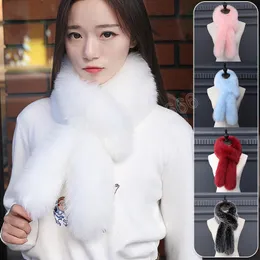 Delle donne di Inverno Addensare Peluche Faux Pelliccia di Coniglio Sciarpa Solido di Colore Della Caramella Collare Scialle Scaldacollo Coprispalle Croce Collare Fazzoletto da Collo