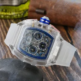 43mm Clear Case Sport Style Men's Watch Casual Simple Design Style Marca Quartz Movimento de relógio impermeabilizada Multifuncional Data do Dia do Presidente