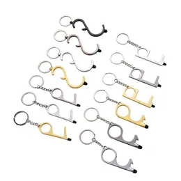 Anti Contact Door Opener Non-contact Press Elevator Tool Metal Keychain No Touch Isolation Doors Openers Tools Key Chain TH0352