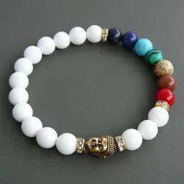 Pedra natural Malabracelet 7 Bracelete de chakra Bra￧a branca Bracelet Yoga Acess￳rios Tibetano Malas J￳ias de Medita￧￣o Bracele300c
