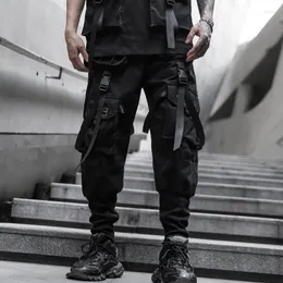 Männer Hosen Hip Hop Bänder Multi-taschen Cargo Männer Harajuku Casual Taktische Jogginghose Elastische Taille Techwear Jogger Straße