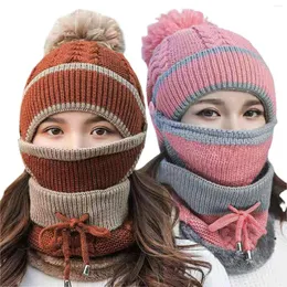 베레트 여성 3 in 1 겨울 모자 스카프와 마스크 세트와 마스크 세트와 마스크 세트 2022 패션