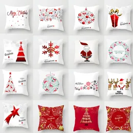 Buon Natale Federa Cuscino Federe Decorazioni natalizie per la casa alce Fiocco di neve Babbo Natale Felice anno nuovo Decor Regalo HH22-301