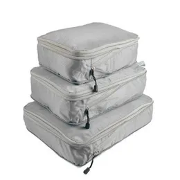 Depolama kutuları kutular 3pcs Set Sıkıştırma Paketleme Küpleri Seyahat Çantası Bagaj Bavul Organizatör Seti Katlanabilir Su Geçirmez Naylon Malzeme 220830