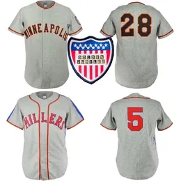 Malmitness Minneapolis Millers 1944 1951 Road Jersey Custom Men Женщины молодежные бейсбольные майки любое имя и номер двойной сшитый