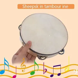 Party Favor Drum 6 tum Tambourine Bell Hand Held Tambourines Birch Metal Jingles Kids School Musical Toy KTV Partys Percussion Toy