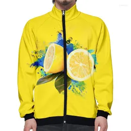 Jackets masculinos de manga longa masculino de manga longa de limão moletons com impressão de limão Man Women Running Sport Autumn Winter Zipper Jaqueta