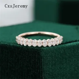 Cluster Rings CxsJeremy 14K 585 Rose Gold Diamond Ring Oval Cut 2x3mm Stack Half Wedding Band for Women Gift 220916