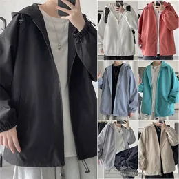 남자 S 재킷 Privathinker 가을 후드 재킷 대형 캐주얼 바람막이 자 Harajuku Solid Color Men Coats Clothing 220916