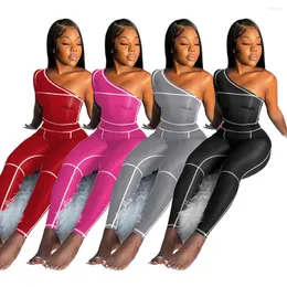 Kvinnors tvåbitar byxor Summer mode Short Lutted Shoulder T-shirt Running Sports Suit Yoga Clothes Gym Leggings Women Set Outfits