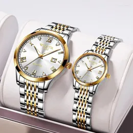 Avanadores de pulso relógio oco com moda de luxo automática mecânica aço inoxidável itens de pulso para homem e mulher amor casal