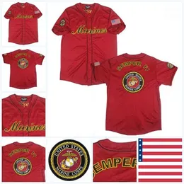GlaA3740 Mens U.S.Marines 100% Cousu Haute qualité Personnalisez votre nom votre numéro Maillot de Baseball Rouge S-4XL