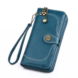 HPB Factory Spot Moid Wax Wax Wallet Womens Long Phone Bag Mail Кожаный держатель карты молния большая кошелька для ручной сумки y960